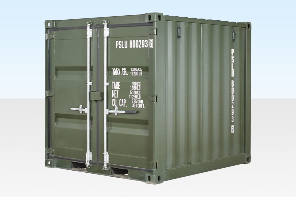 8FT ONE TRIP SHIPPING CONTAINER GREEN